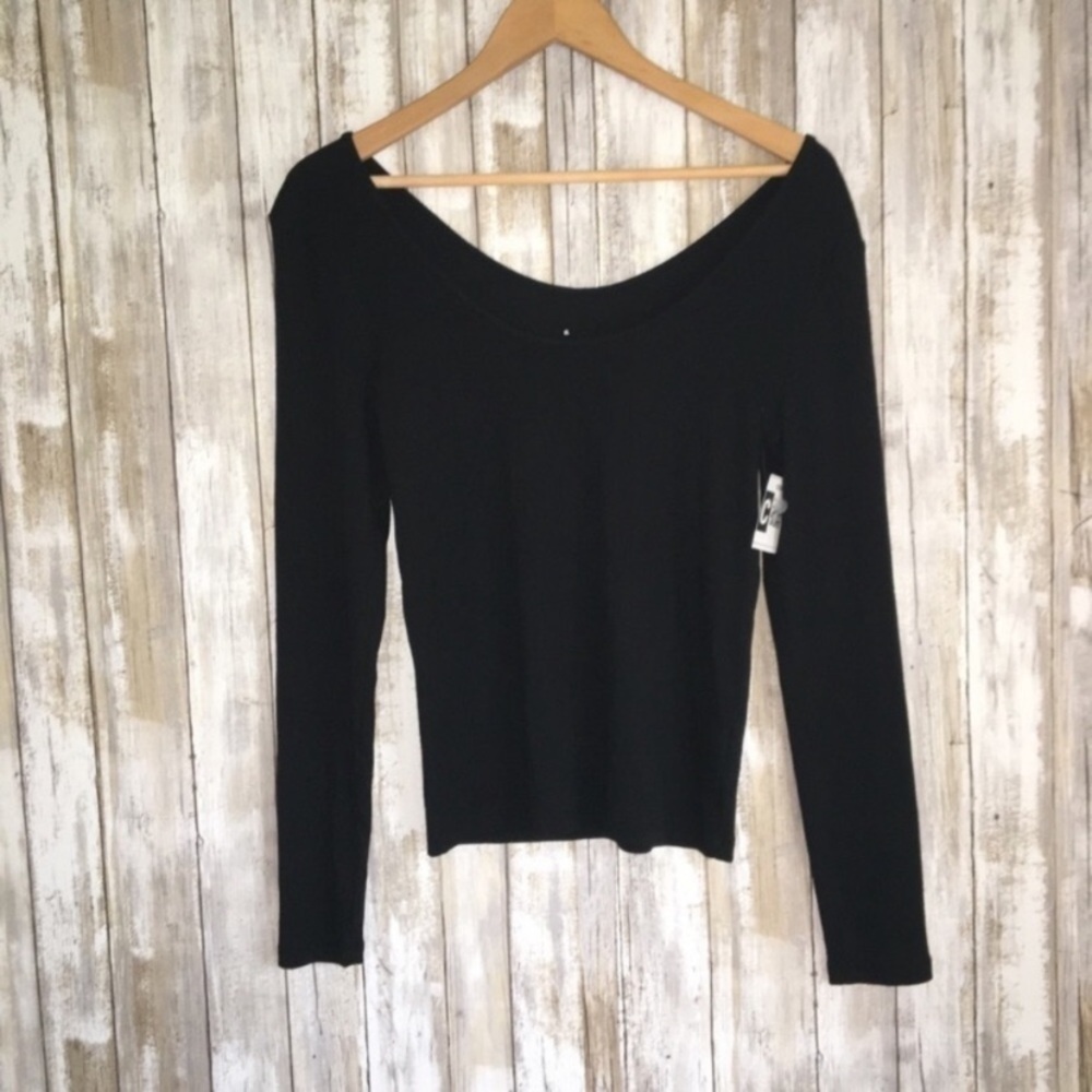 A New Day Black Scoop Neck Long Sleeve Blouse